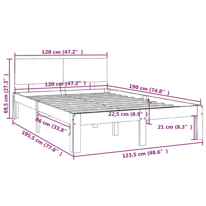 Giroletto Nero in Legno Massello 120x190 cm 4FT Small Double - homemem39