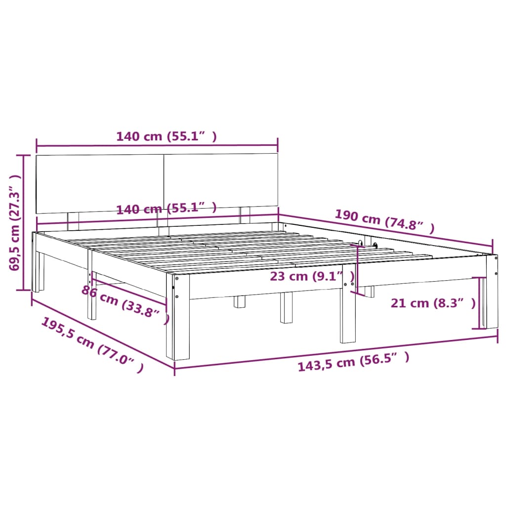 Giroletto in Legno Massello di Pino 140x190 cm - homemem39