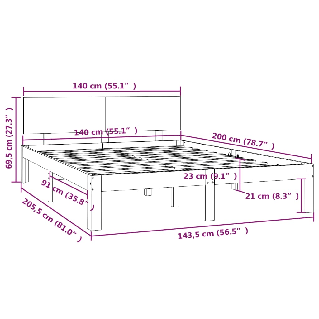 Giroletto Bianco in Legno Massello di Pino 140x200 cm - homemem39