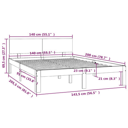 Giroletto Grigio in Legno Massello di Pino 140x200 cm - homemem39