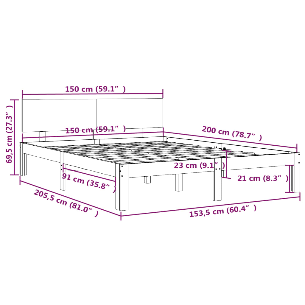 Giroletto in Legno Massello 150x200 cm 5FT King Size - homemem39