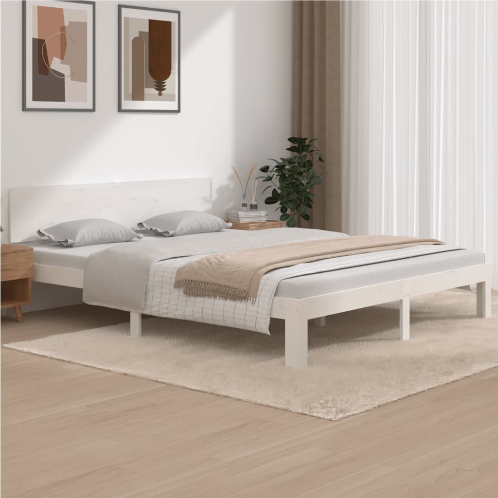 Giroletto Bianco in Legno Massello di Pino 160x200 cm - homemem39