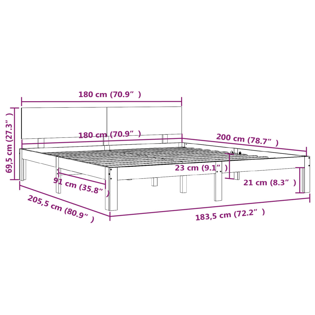 Giroletto Bianco in Legno Massello 180x200 cm 6FT Super King - homemem39