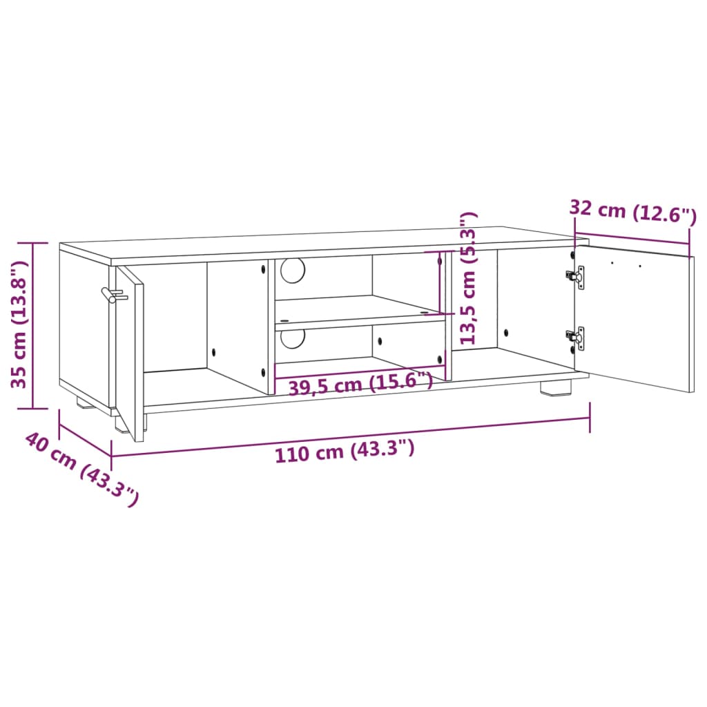 Mobile per TV Rovere Fumo 110x40x35 cm Legno Multistrato - homemem39