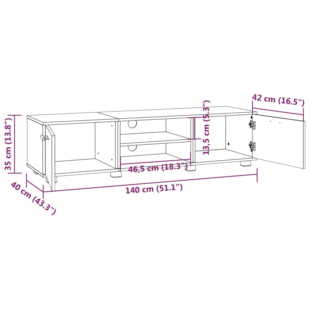 Mobile TV Rovere Fumo 140x40x35 cm in Legno Multistrato - homemem39