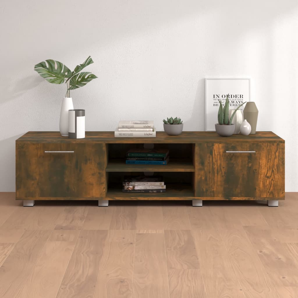 Mobile TV Rovere Fumo 140x40x35 cm in Legno Multistrato - homemem39