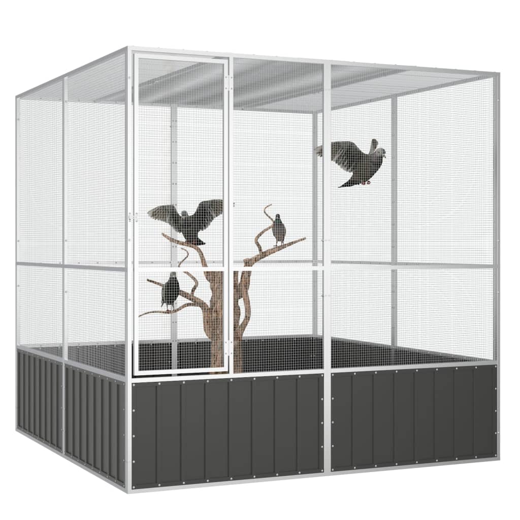 Gabbia Uccelli Antracite 213,5x217,5x211,5 cm Acciaio Zincato - homemem39