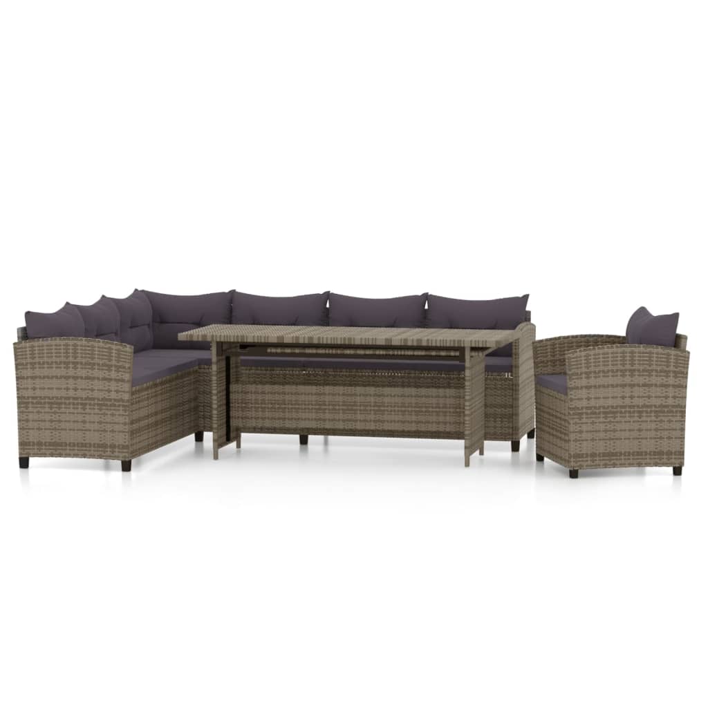 Set Divani da Giardino 3 pz con Cuscini in Polyrattan Grigio - homemem39