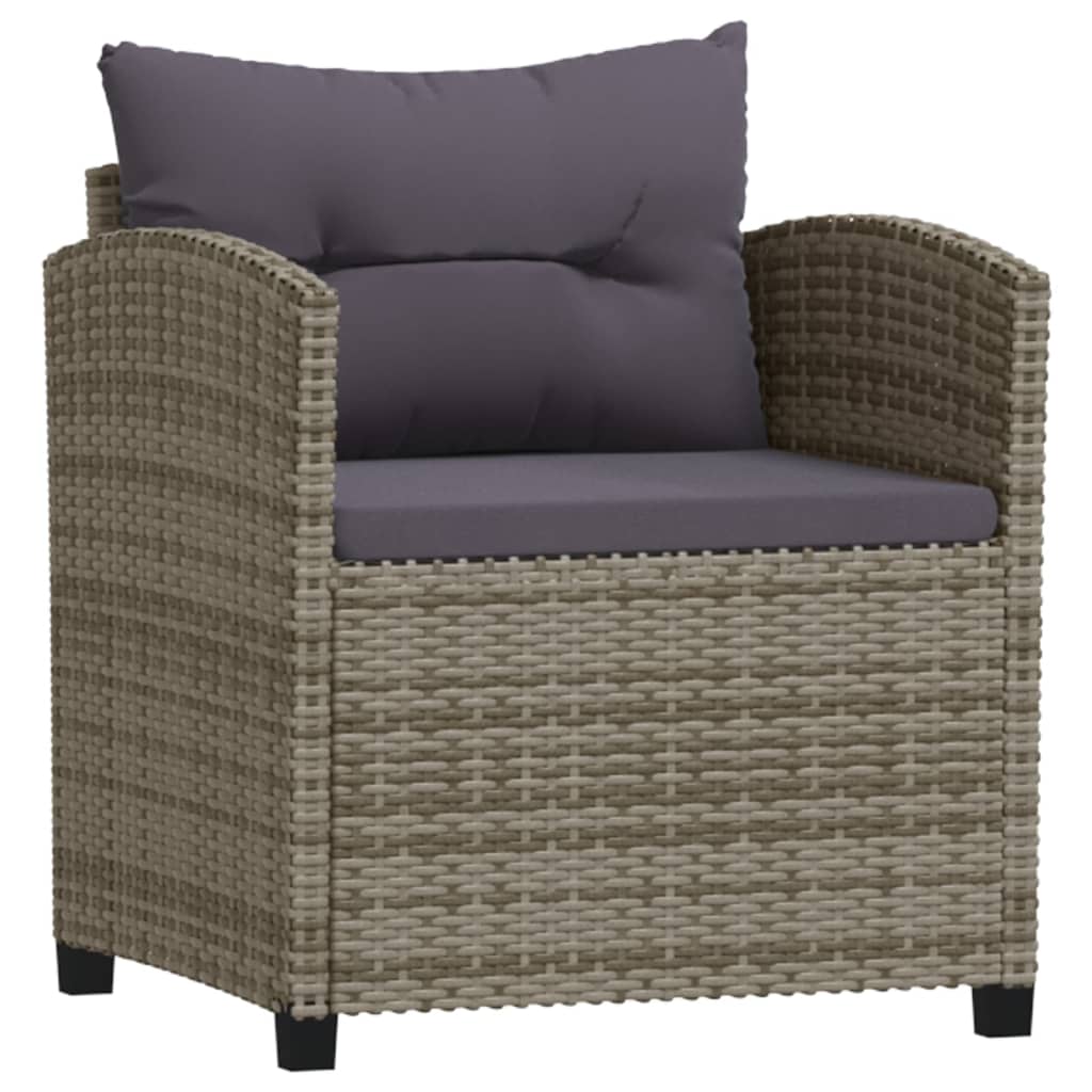 Set Divani da Giardino 3 pz con Cuscini in Polyrattan Grigio - homemem39