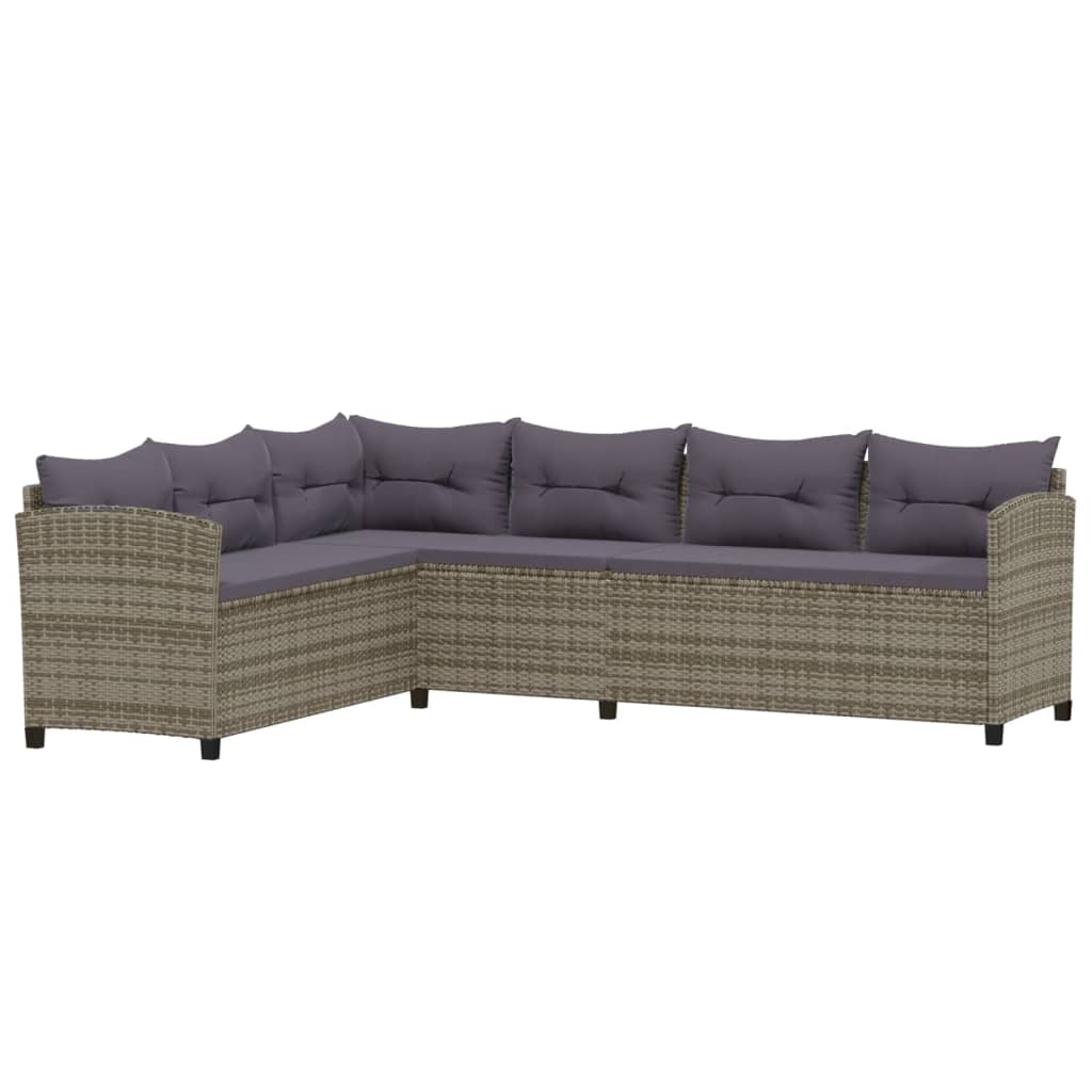 Set Divani da Giardino 3 pz con Cuscini in Polyrattan Grigio - homemem39