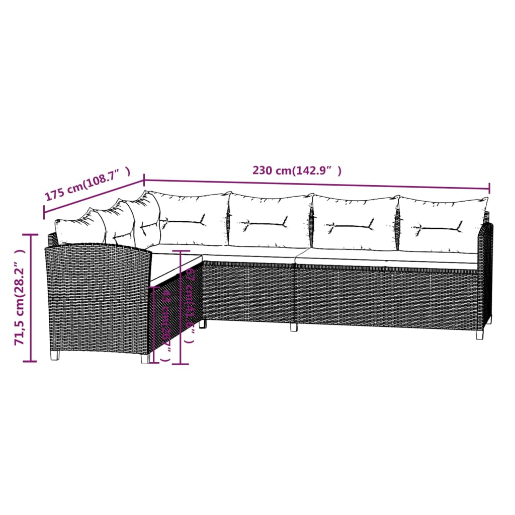 Set Divani da Giardino 3 pz con Cuscini in Polyrattan Grigio - homemem39