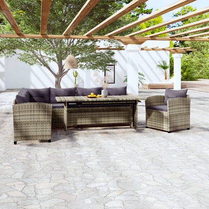 Set Divani da Giardino 3 pz con Cuscini in Polyrattan Grigio - homemem39