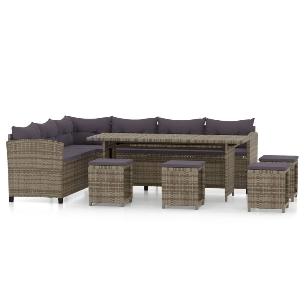 Set Divani da Giardino 6 pz con Cuscini in Polyrattan Grigio - homemem39