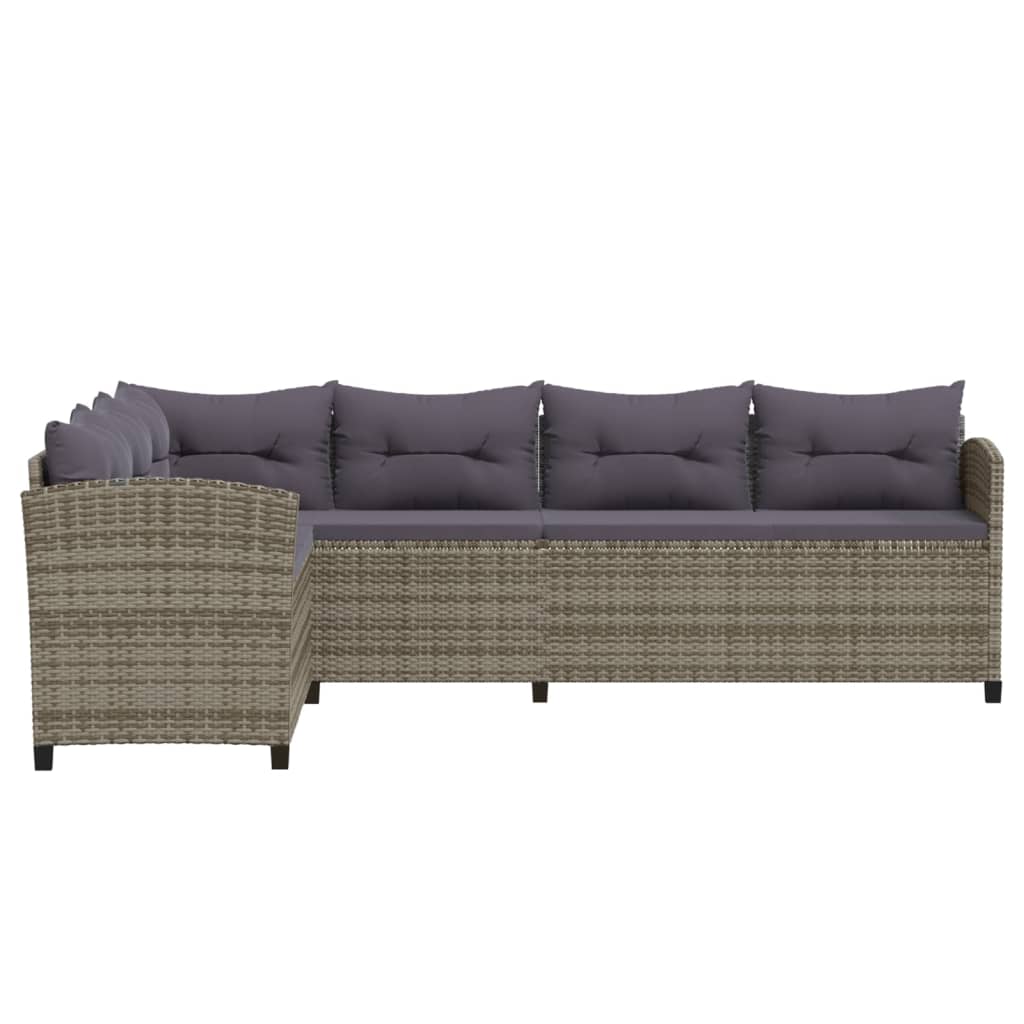 Set Divani da Giardino 6 pz con Cuscini in Polyrattan Grigio - homemem39