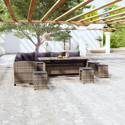 Set Divani da Giardino 6 pz con Cuscini in Polyrattan Grigio - homemem39