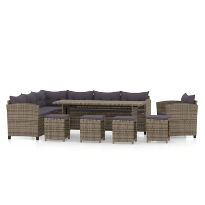 Set Divani da Giardino 7 pz con Cuscini in Polyrattan Grigio - homemem39