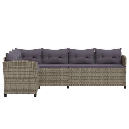 Set Divani da Giardino 7 pz con Cuscini in Polyrattan Grigio - homemem39