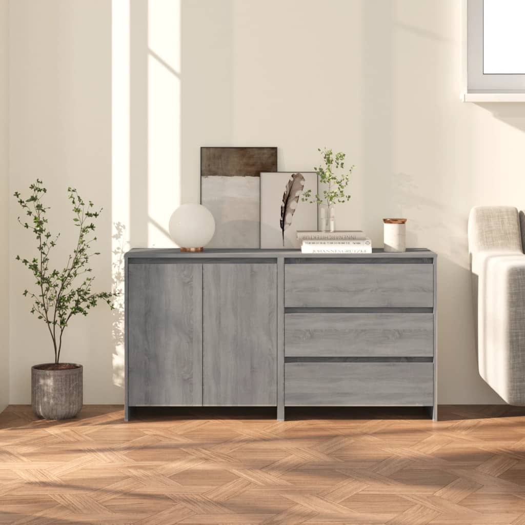 Credenze 2 pz Grigio Sonoma in Legno Multistrato - homemem39