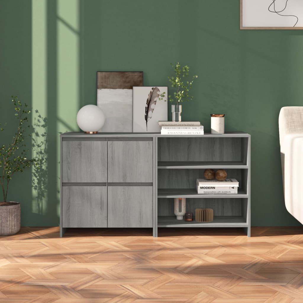 Credenze 2 pz Grigio Sonoma in Legno Multistrato - homemem39