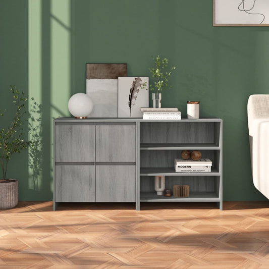 Credenze 2 pz Grigio Sonoma in Legno Multistrato - homemem39