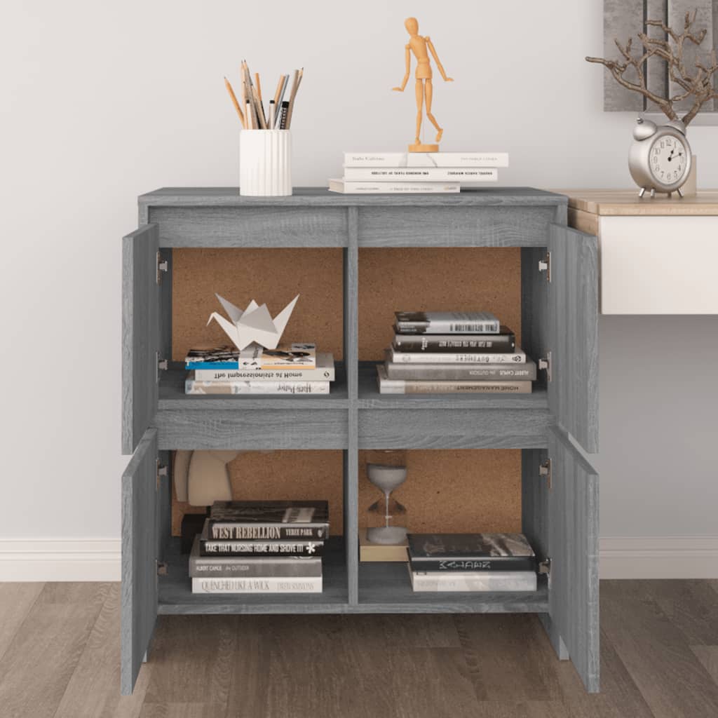 Credenze 2 pz Grigio Sonoma 70x41x75 cm in Truciolato - homemem39