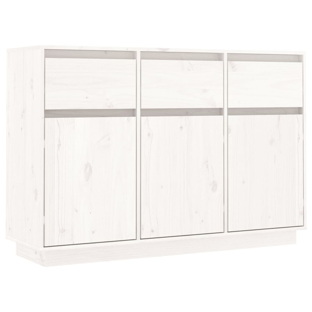 Credenza Bianca 110x34x75 cm in Legno Massello di Pino - homemem39