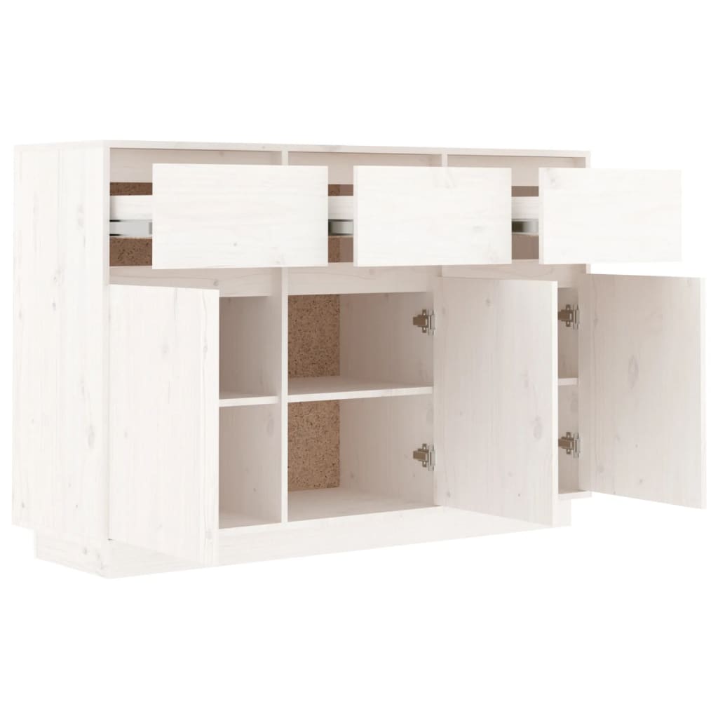 Credenza Bianca 110x34x75 cm in Legno Massello di Pino - homemem39