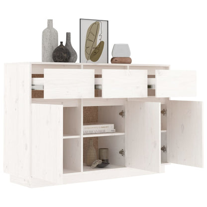 Credenza Bianca 110x34x75 cm in Legno Massello di Pino - homemem39