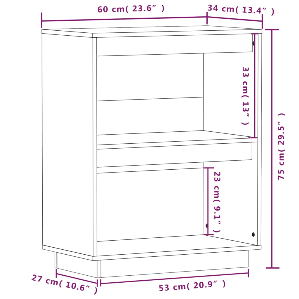 Mobile Consolle Bianco 60x34x75 cm in Legno Massello di Pino - homemem39