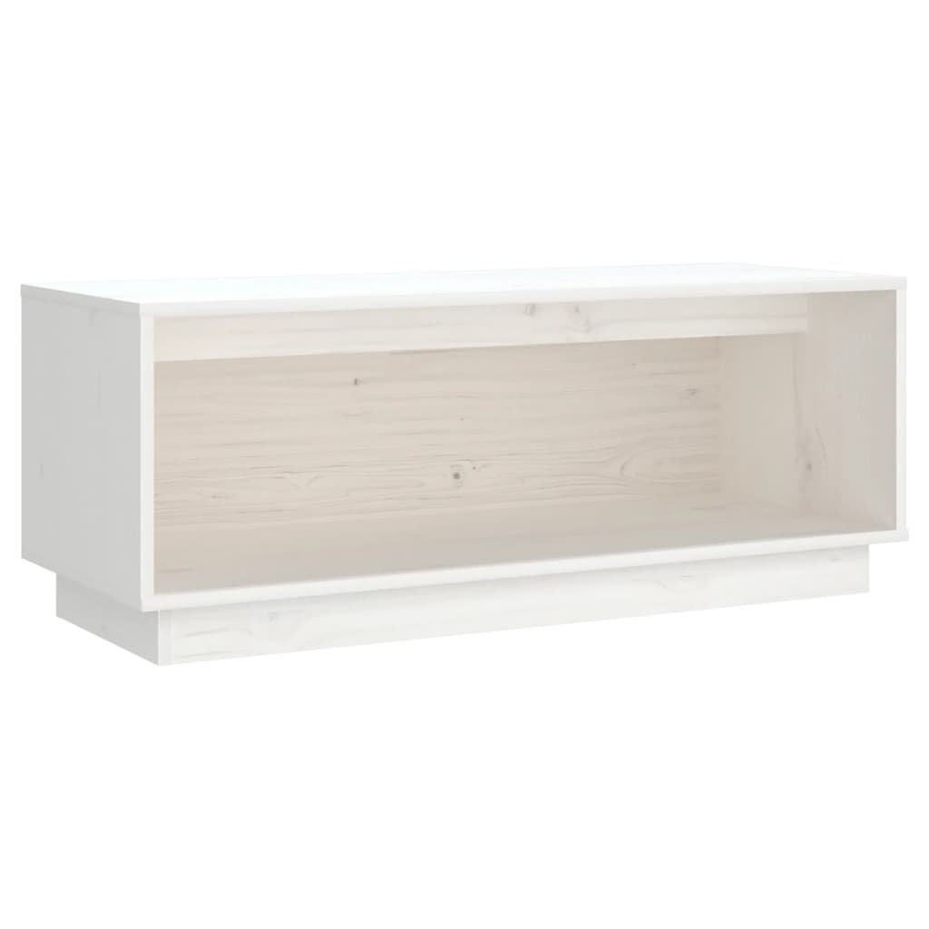 Mobile Porta TV Bianco 90x35x35 cm in Legno Massello di Pino - homemem39