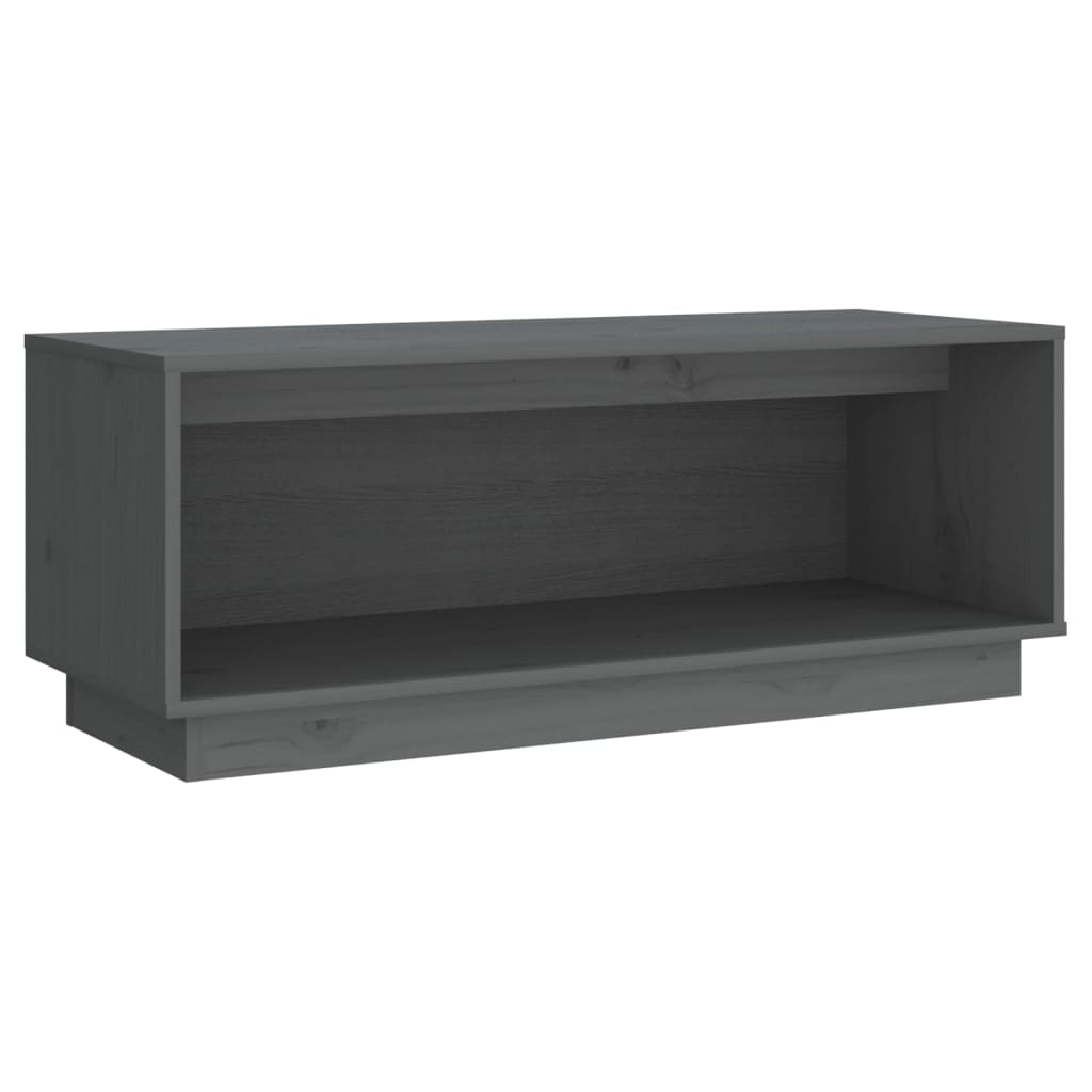 Mobile Porta TV Grigio 90x35x35 cm in Legno Massello di Pino - homemem39