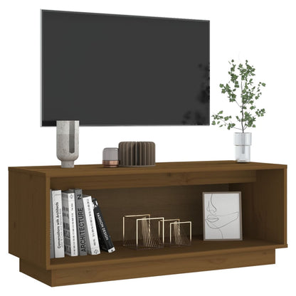 Mobile Porta TV Miele 90x35x35 cm in Legno Massello di Pino - homemem39