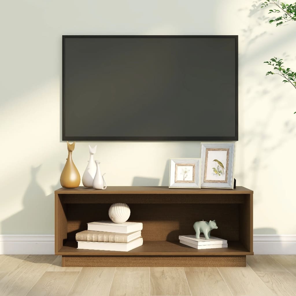 Mobile Porta TV Miele 90x35x35 cm in Legno Massello di Pino - homemem39