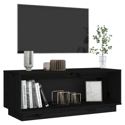 Mobile Porta TV Nero 90x35x35 cm in Legno Massello di Pino - homemem39