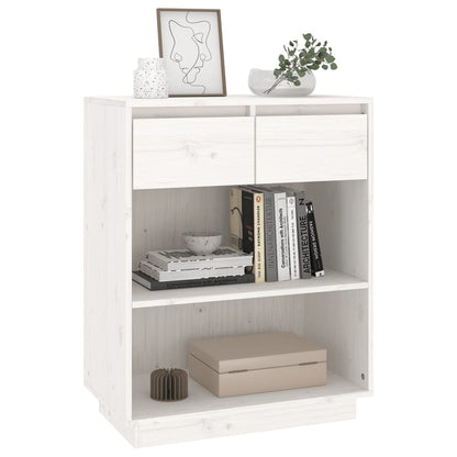 Mobile Consolle Bianco 60x34x75 cm in Legno Massello di Pino - homemem39