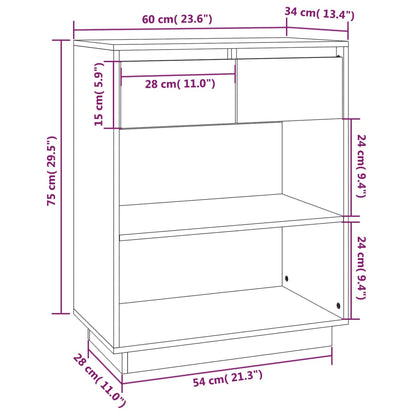 Mobile Consolle Bianco 60x34x75 cm in Legno Massello di Pino - homemem39