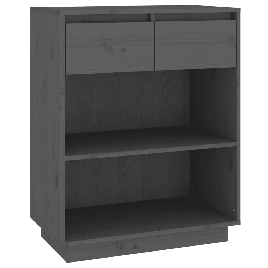 Mobile Consolle Grigio 60x34x75 cm in Legno Massello di Pino - homemem39