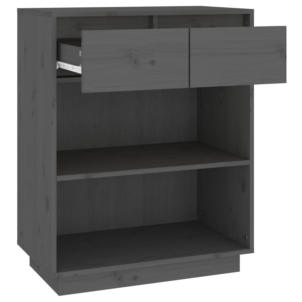 Mobile Consolle Grigio 60x34x75 cm in Legno Massello di Pino - homemem39