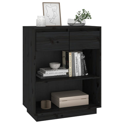 Mobile Consolle Nero 60x34x75 cm in Legno Massello di Pino - homemem39