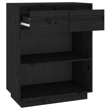 Mobile Consolle Nero 60x34x75 cm in Legno Massello di Pino - homemem39