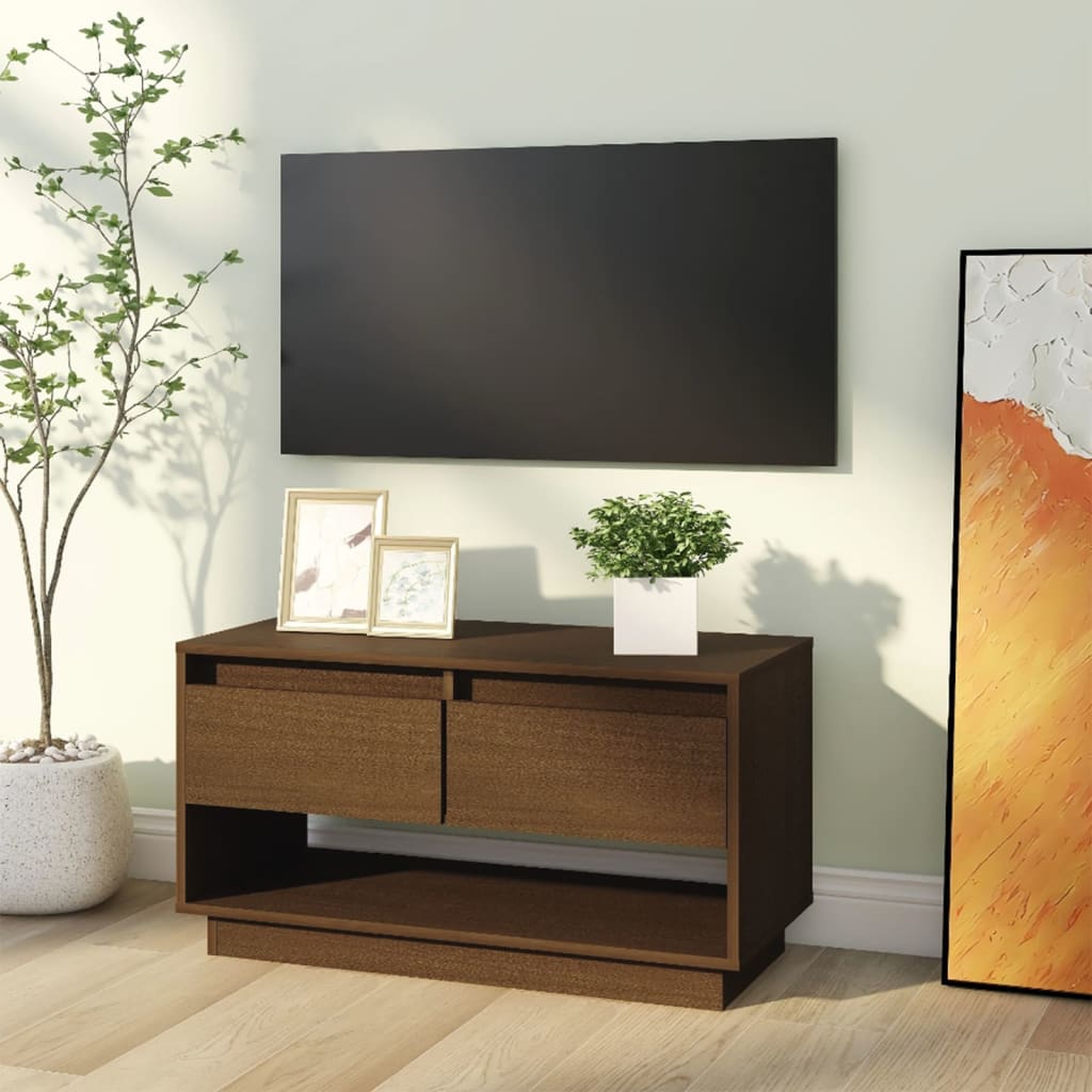 Mobile TV Miele 74x34x40 cm in Legno Massello di Pino - homemem39