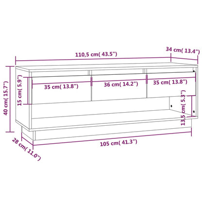 Mobile Porta TV Grigio 110,5x34x40 cm in Legno Massello di Pino - homemem39