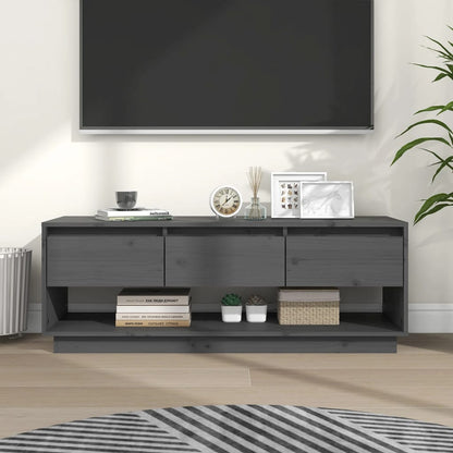 Mobile Porta TV Grigio 110,5x34x40 cm in Legno Massello di Pino - homemem39