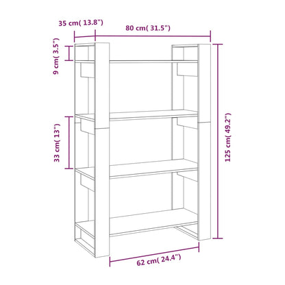 Libreria/Divisorio Grigio 80x35x125 cm Legno Massello di Pino - homemem39