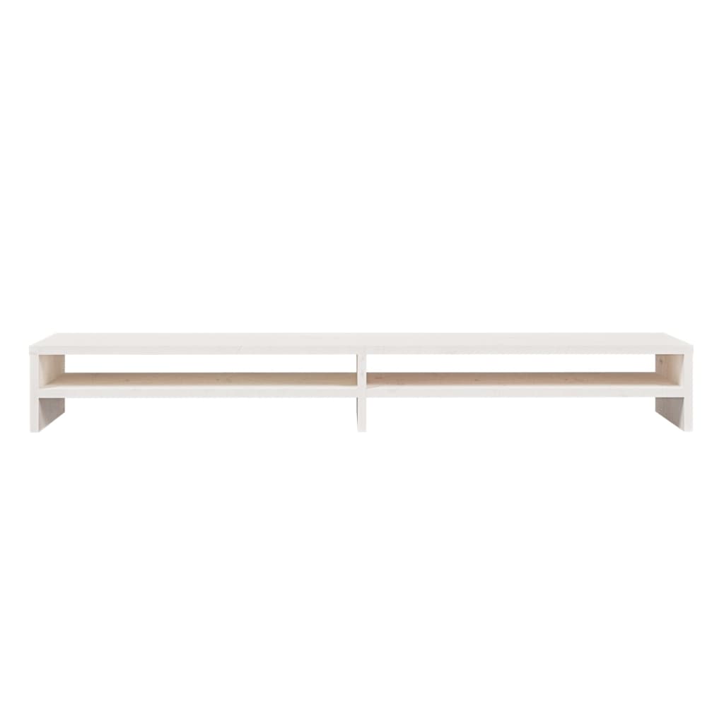 Supporto per Monitor Bianco 100x24x13 cm Legno Massello di Pino - homemem39