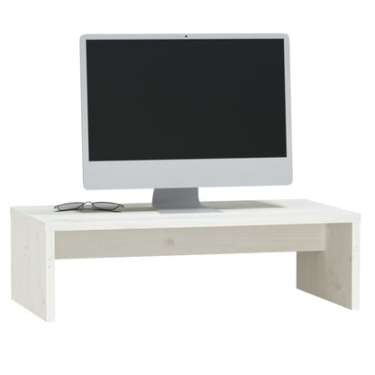 Supporto per Monitor Bianco 50x27x15 cm Legno Massello di Pino - homemem39