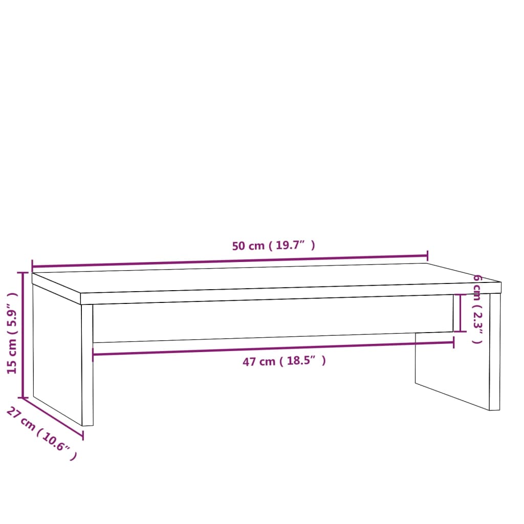 Supporto per Monitor Bianco 50x27x15 cm Legno Massello di Pino - homemem39