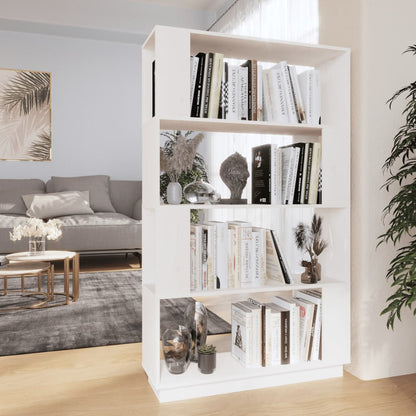 Libreria/Divisorio Bianco 80x25x132 cm Legno Massello di Pino - homemem39