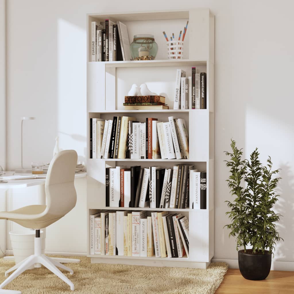 Libreria/Divisorio Bianco 80x25x163,5 cm Legno Massello di Pino - homemem39