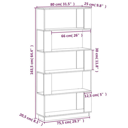 Libreria/Divisorio Bianco 80x25x163,5 cm Legno Massello di Pino - homemem39